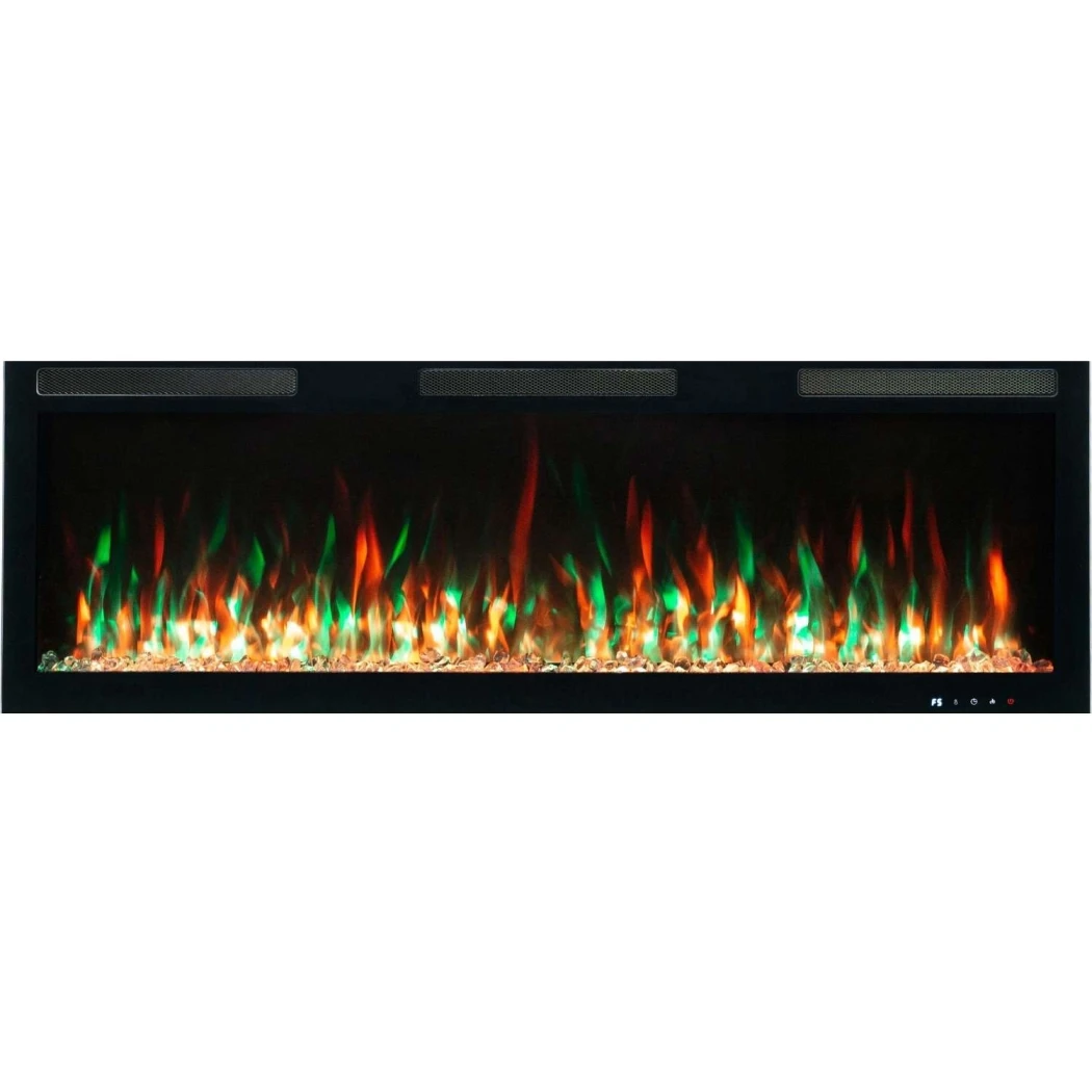 Aflamo Majestic PRO Elektrische Haard 152 cm (60") - Wandmontage of Ingebouwd, LED Vlam, Zwart Glas, App- & Spraakbesturing afbeelding 1