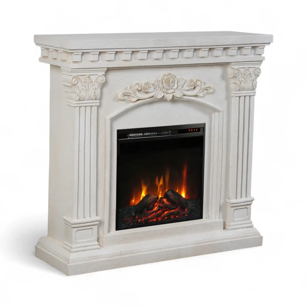 ScandiFlames Freyr elektrische haard - polystone MGO ombouw met Eldur 18 inch haardinzet en LED-vlameffect afbeelding