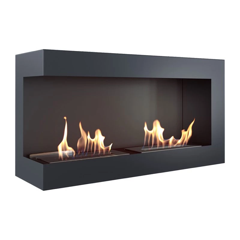 Hoek bio-ethanol haard - 90 cm links  | Bioethanolhaard-shop.nl | 2-zijdige inbouw bio-ethanol haard