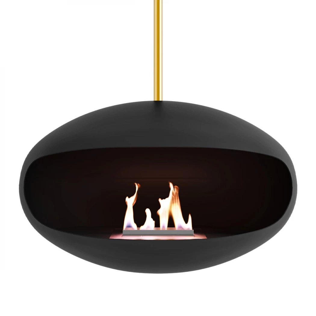 Aeris Zwart + Messing staaf Cocoon Fires | Bioethanolhaard-shop.nl | Plafond bio-ethanol haard