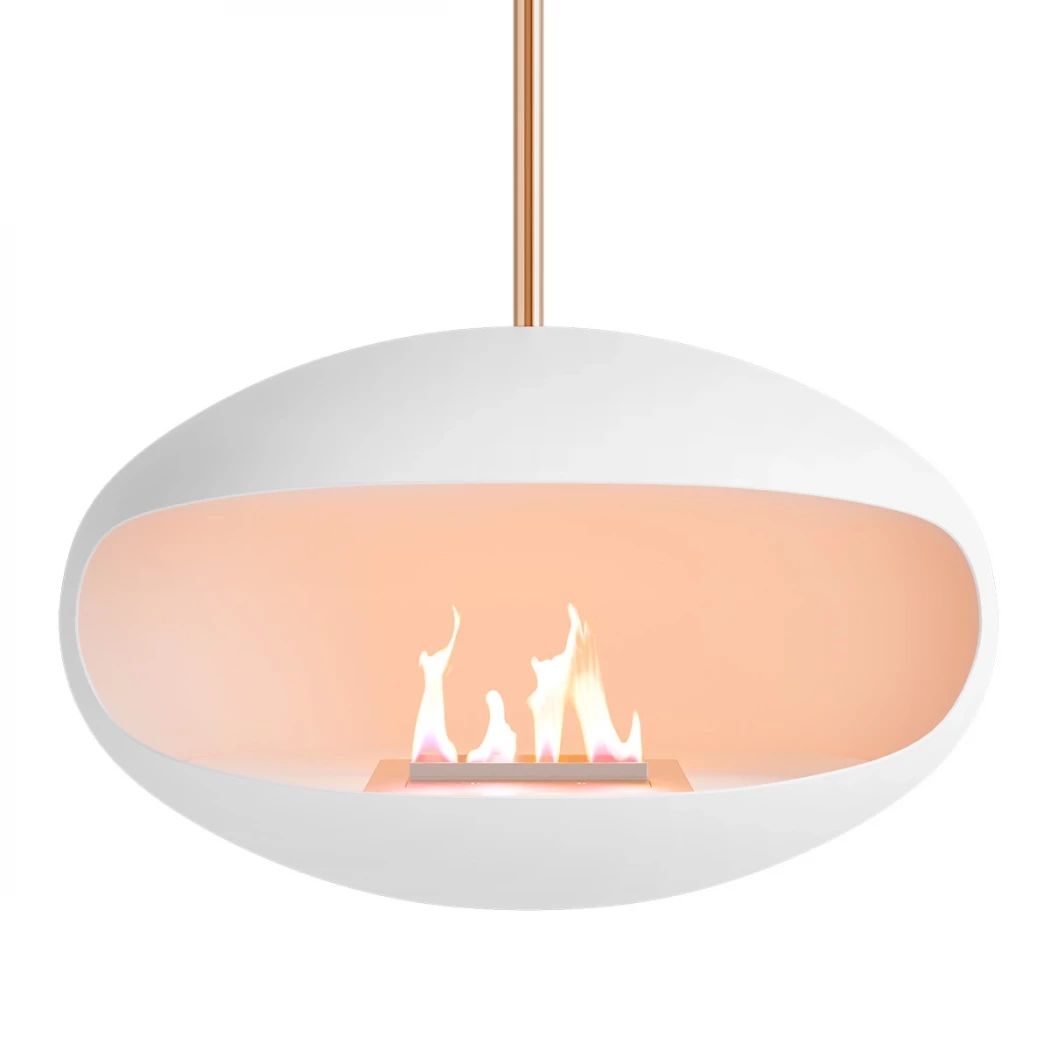 Aeris Wit + Koperen staaf Cocoon Fires | Bioethanolhaard-shop.nl | Plafond bio-ethanol haard