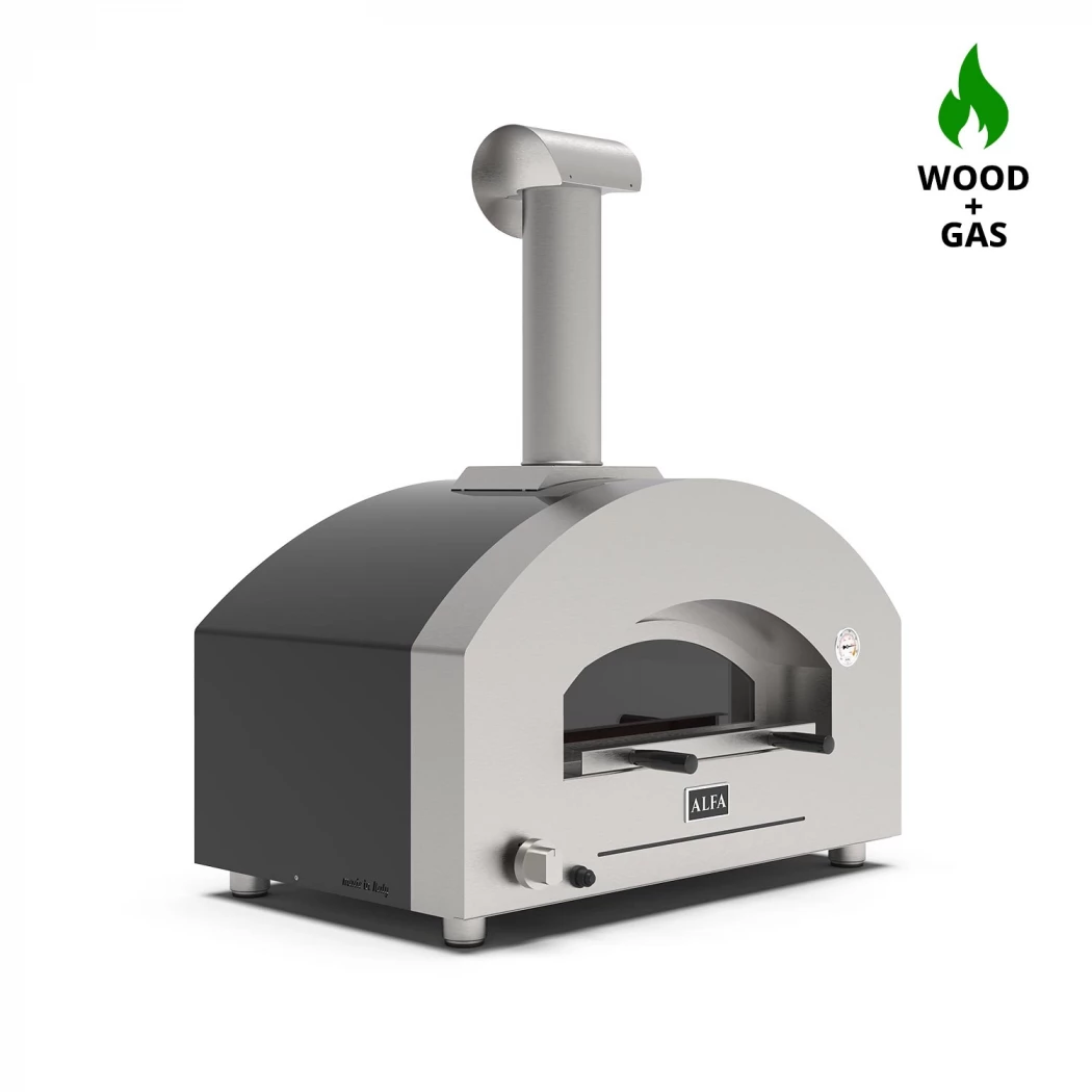 Futuro 2 Pizza Silver Black Hybride Pizzaoven Alfa Forni  | Bioethanolhaard-shop.nl | Buitenpizzaoven