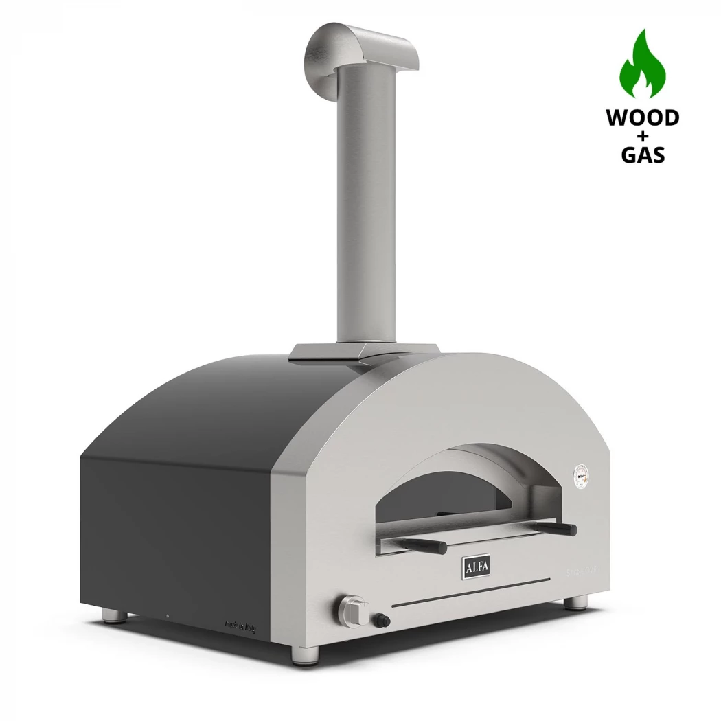Futuro 4 Pizza Silver Black Hybride Pizzaoven Alfa Forni  | Bioethanolhaard-shop.nl | Buitenpizzaoven