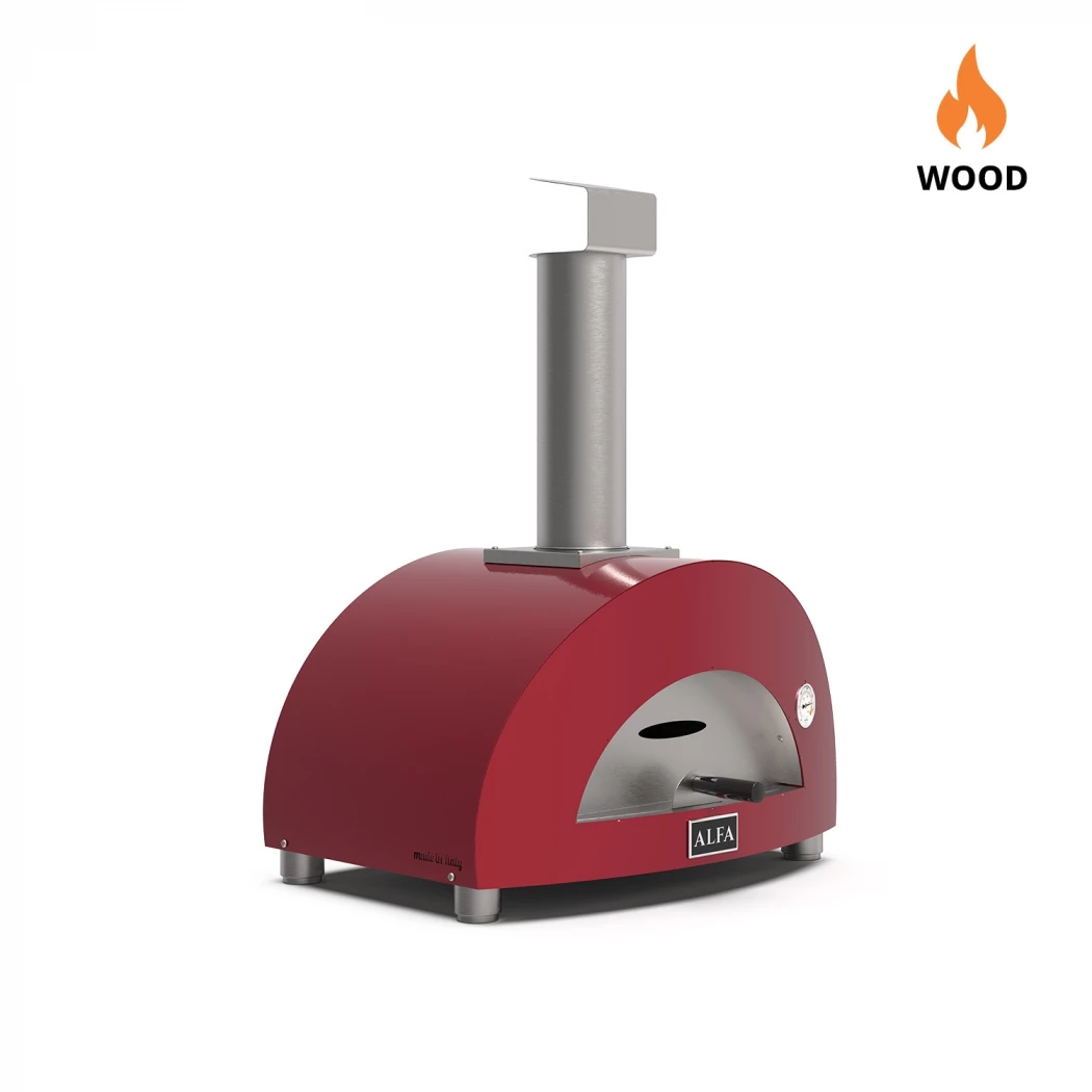 Moderno 1 Pizza Rood Houtgestookte Pizzaoven Alfa Forni  | Bioethanolhaard-shop.nl | Buitenpizzaoven
