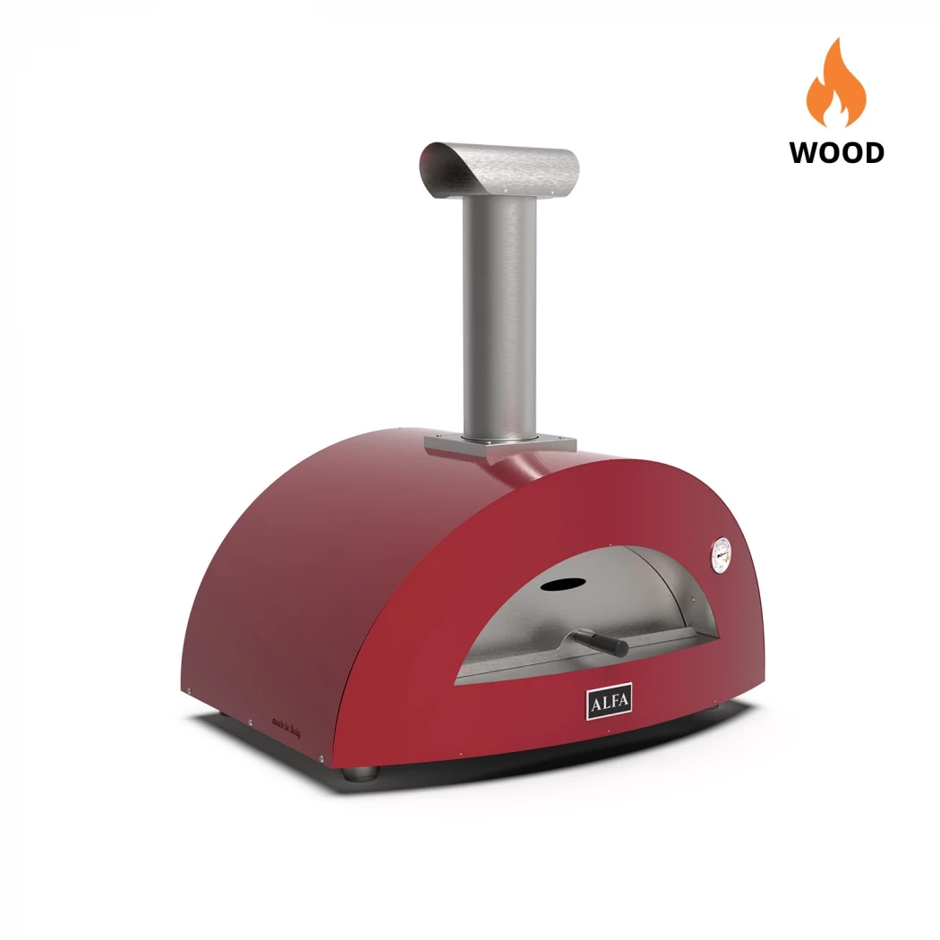 Moderno 2 Pizza Rood Houtgestookte Pizzaoven Alfa Forni  | Bioethanolhaard-shop.nl | Buitenpizzaoven