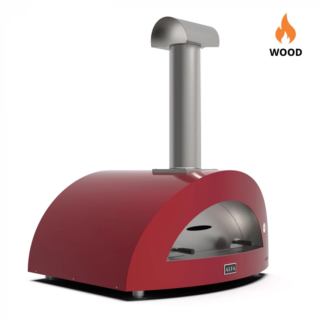Moderno 5 Pizza Rood Houtgestookte Pizzaoven Alfa Forni  | Bioethanolhaard-shop.nl | Buitenpizzaoven