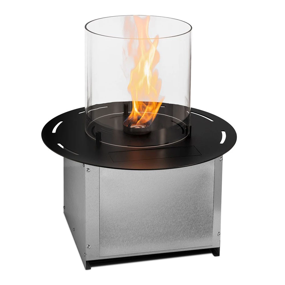 Rondo Automatische haard | Planika Fires | Ronde haard met glas | Stalen Zwarte haard