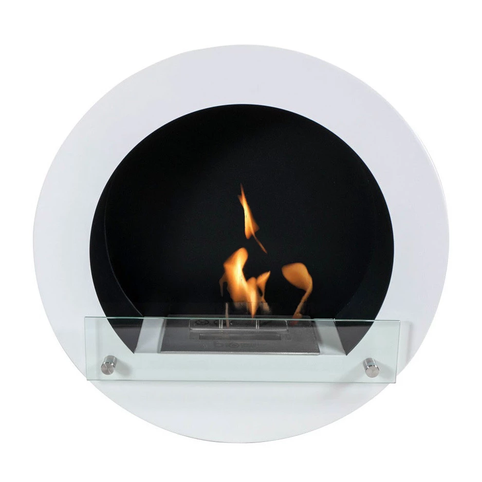 Ronde bioethanol haard wit ScandiFlames  | Bioethanolhaard-shop.nl | Hangende bio-ethanol haard