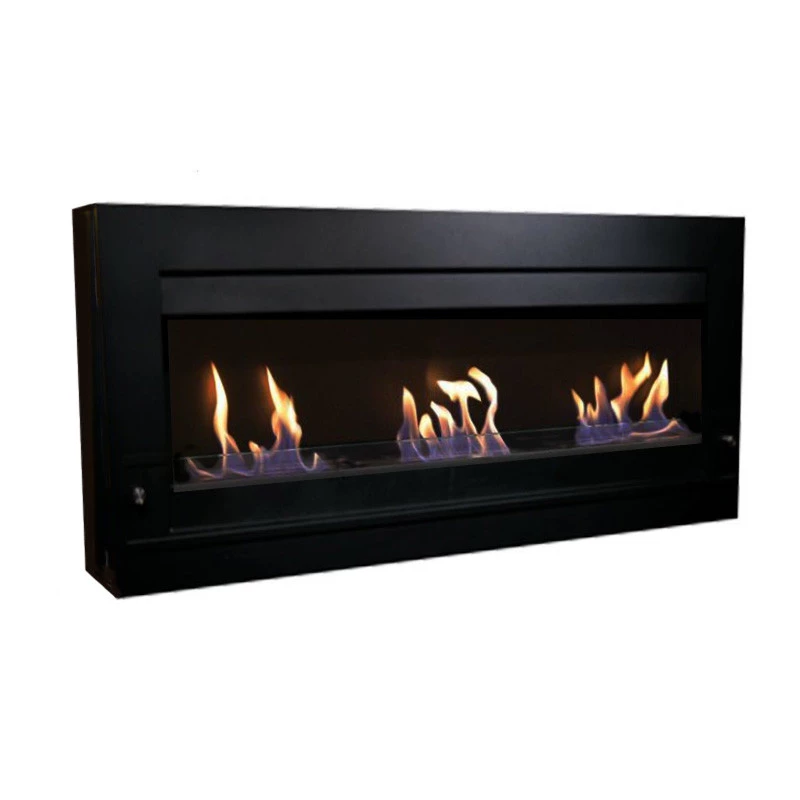 Grote zwarte bio-ethanol haard voor de muur ScandiFlames | Bioethanolhaard-shop.nl | Hangende bio-ethanol haard