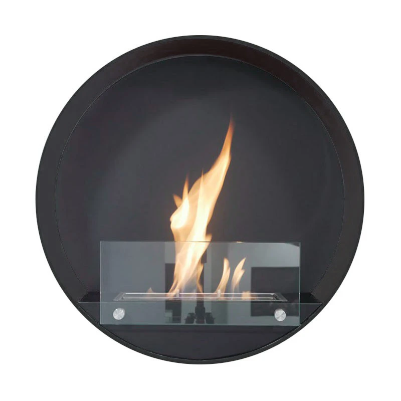 Delaware Zwart - Ronde wandhaard op Bio-ethanol ScandiFlames | Bioethanolhaard-shop.nl | Hangende bio-ethanol haard