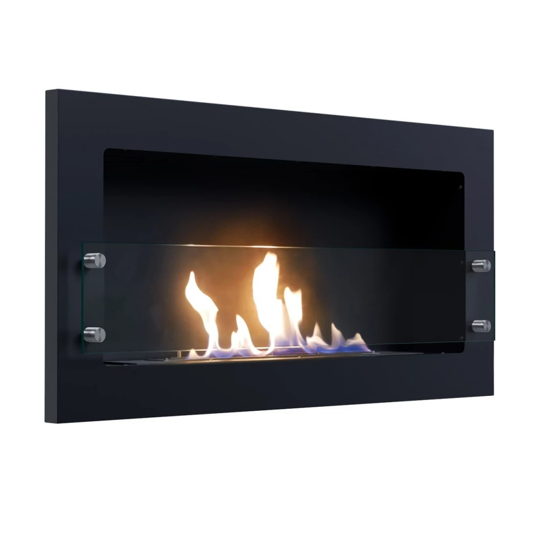 Texas - Zwarte bio-ethanol wandhaard ScandiFlames  | Bioethanolhaard-shop.nl | Hangende bio-ethanol haard