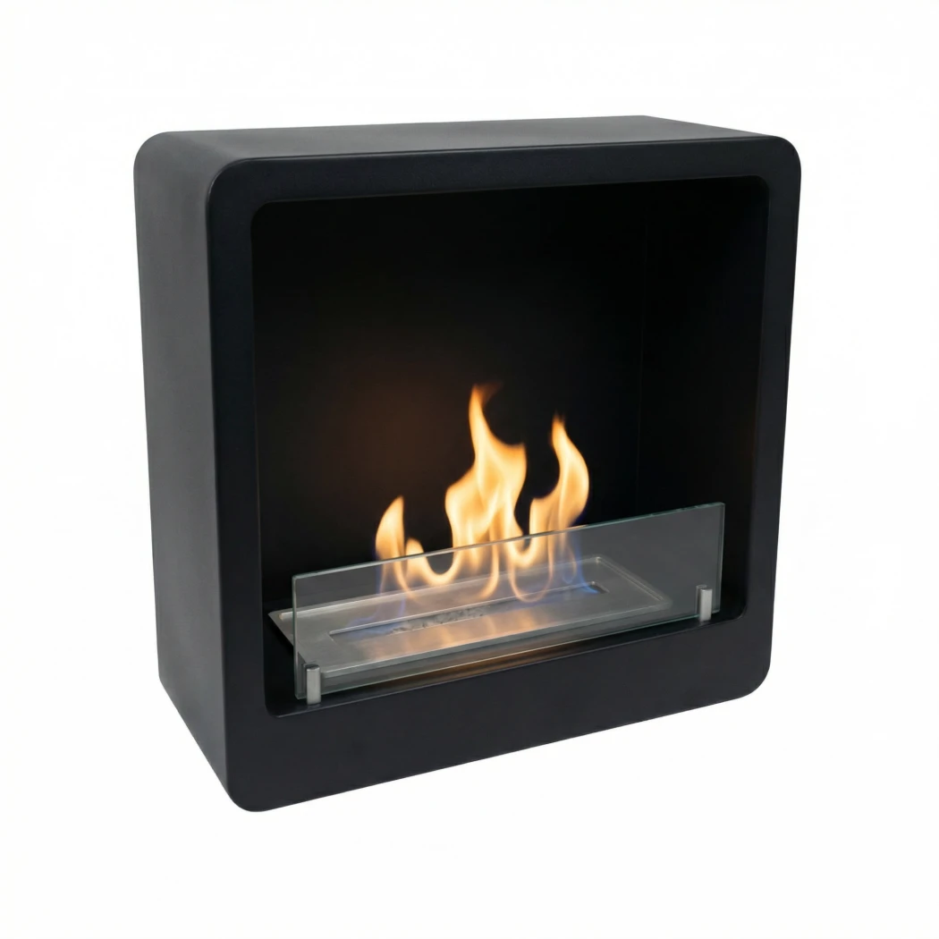 Vierkante bio-ethanol haard in zwart | ScandiFlames | Hangende bio-ethanol haard | Zwart afbeelding 1