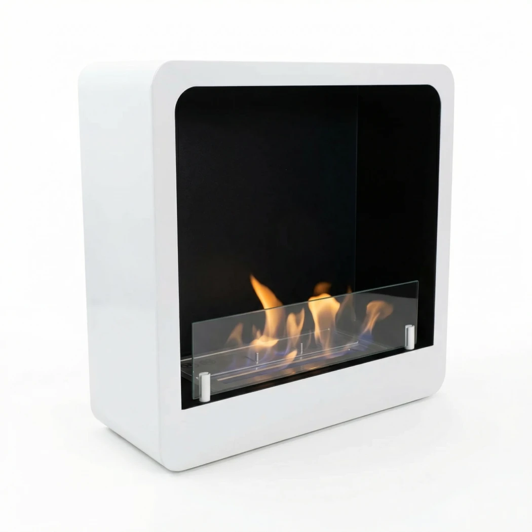 Vierkante bio-ethanol haard met ronde kanten | ScandiFlames | Hangende bio-ethanol haard | Wit afbeelding 1