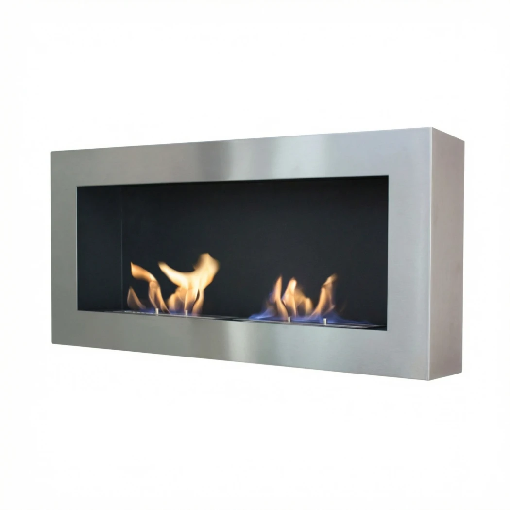 Grote muur-hangende bio-ethanol haard roestvrij staal | ScandiFlames | Hangende bio-ethanol haard | Roestvast staal afbeelding 1
