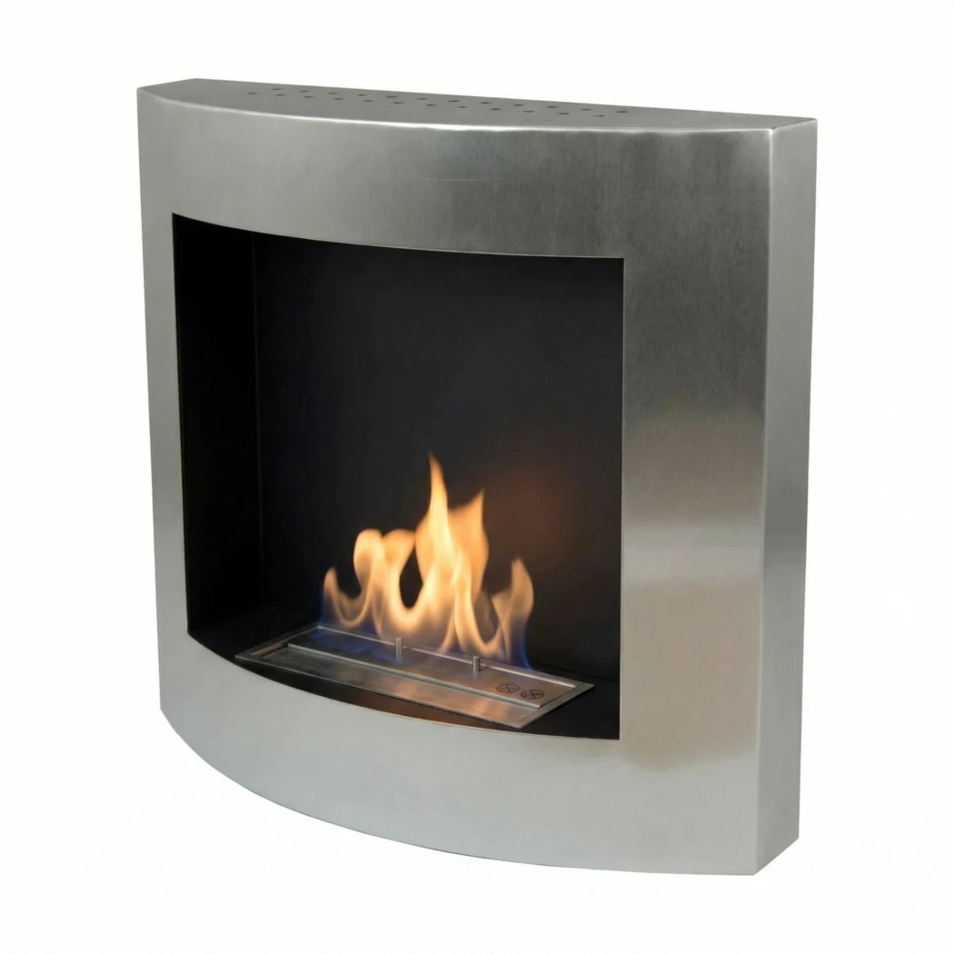 Roestvrij stalen haard voor de muur | ScandiFlames | Hangende bio-ethanol haard | Roestvast staal afbeelding 1