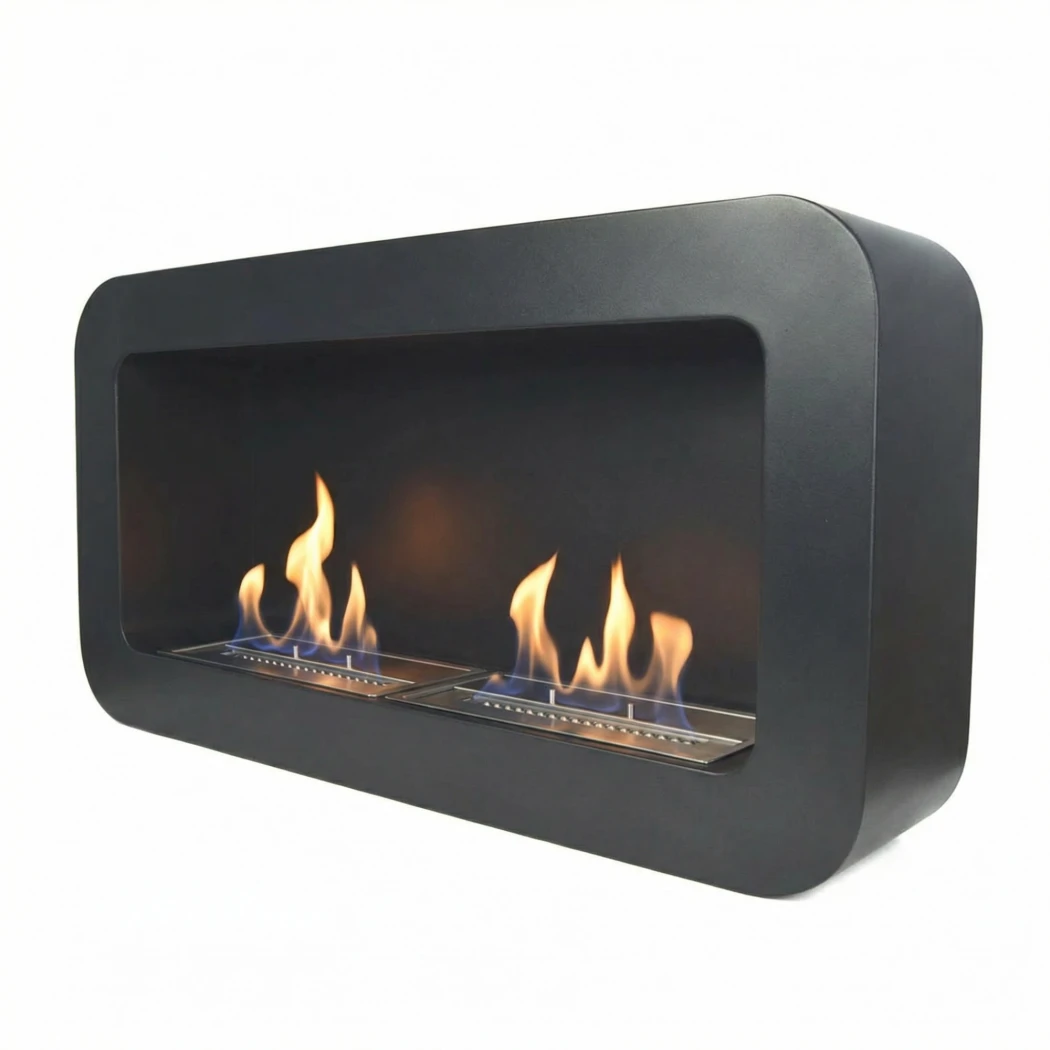 Bio-ethanol haard met ronde hoeken (zwart) | ScandiFlames | Hangende bio-ethanol haard | Zwart afbeelding 1