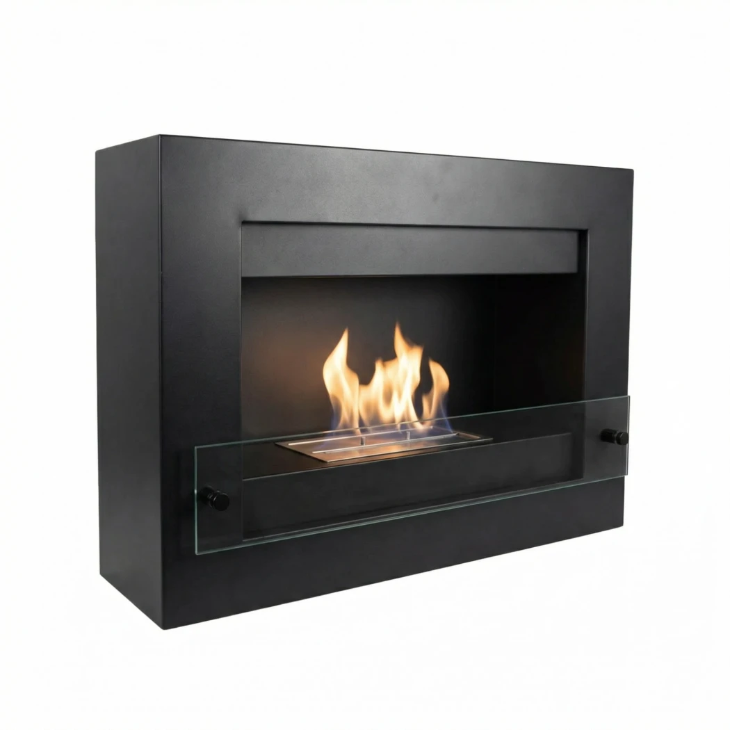 Nebraska Black - Zwarte Bio-ethanol wandhaard | ScandiFlames | Hangende bio-ethanol haard | Zwart afbeelding 1