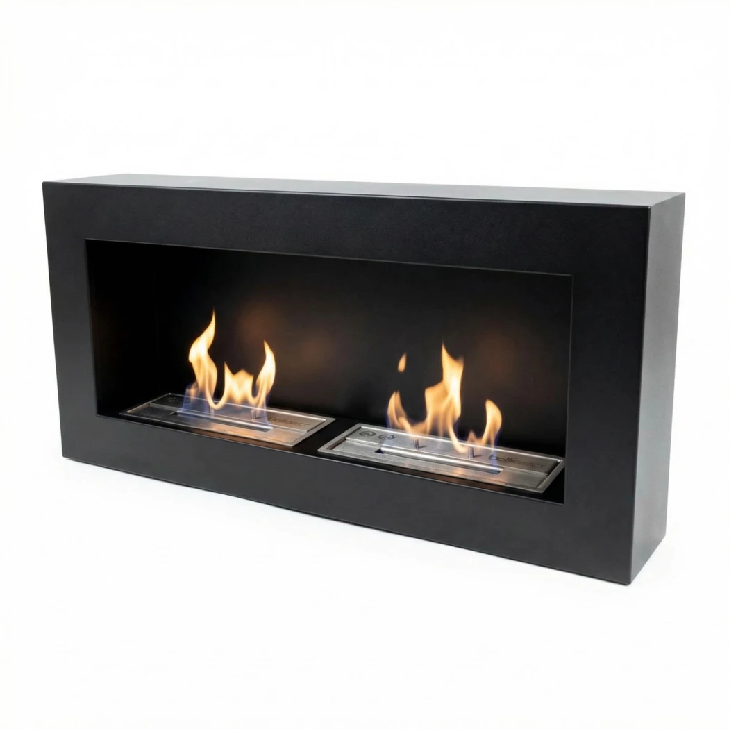 Grote muur-hangende bio-ethanol haard (zwart) | ScandiFlames | Hangende bio-ethanol haard | Zwart afbeelding 1