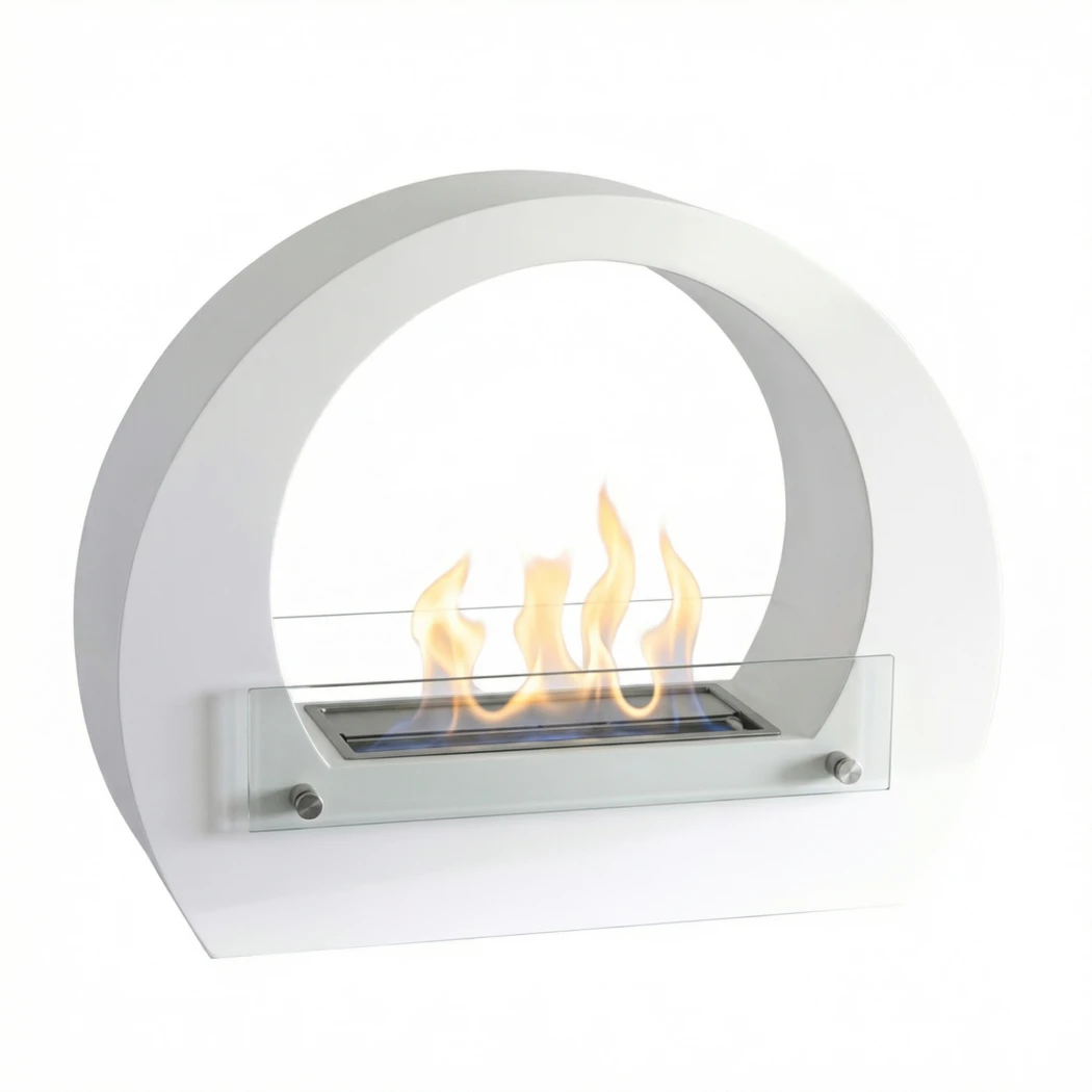 Dallas - Bio-ethanol haard met boog - wit | ScandiFlames | Vrijstaande bio-ethanol haard | Wit afbeelding 1