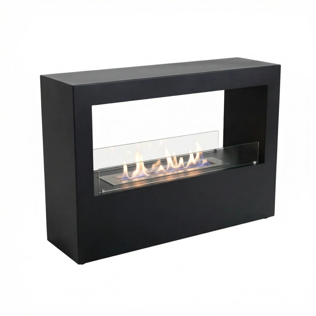 Vrijstaande bio-ethanol haard in het zwart | ScandiFlames | 2-zijdige inbouw bio-ethanol haard , Vrijstaande bio-ethanol haard | Zwart afbeelding 1