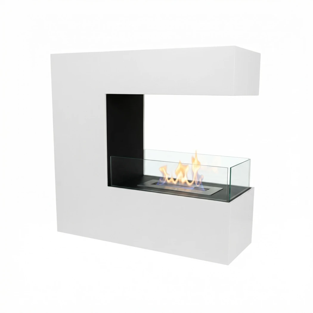 Topeka wit - Vrijstaande bio-ethanol roomdivider | ScandiFlames | 3-zijdige inbouw bio-ethanol haard , Vrijstaande bio-ethanol haard | Wit afbeelding 1