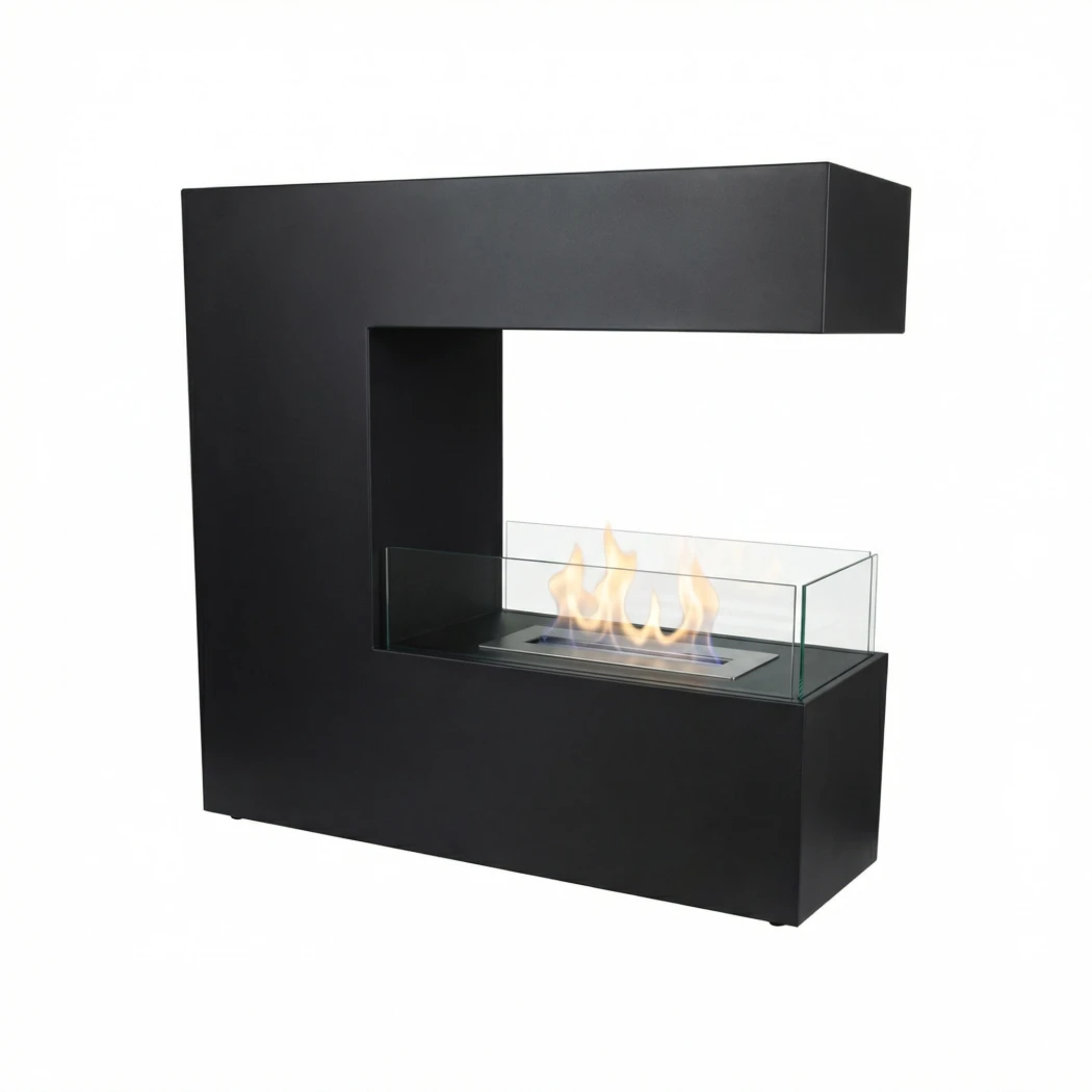 Topeka - Vrijstaande bio-ethanol roomdivider - zwart | ScandiFlames | 3-zijdige inbouw bio-ethanol haard , Vrijstaande bio-ethanol haard | Zwart afbeelding 1