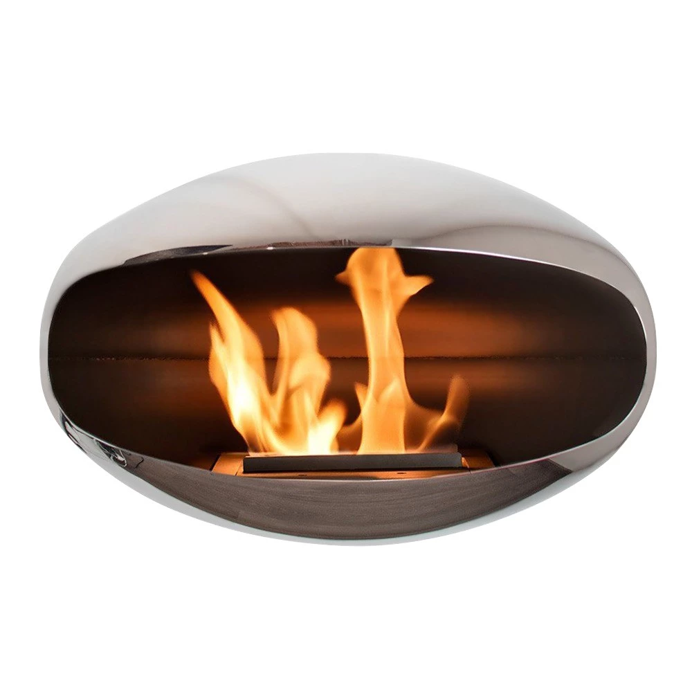 Cocoon Shell | Gepolijst staal | Cocoon Fires | Bioethanol haard | zwarte haard op bioethanol