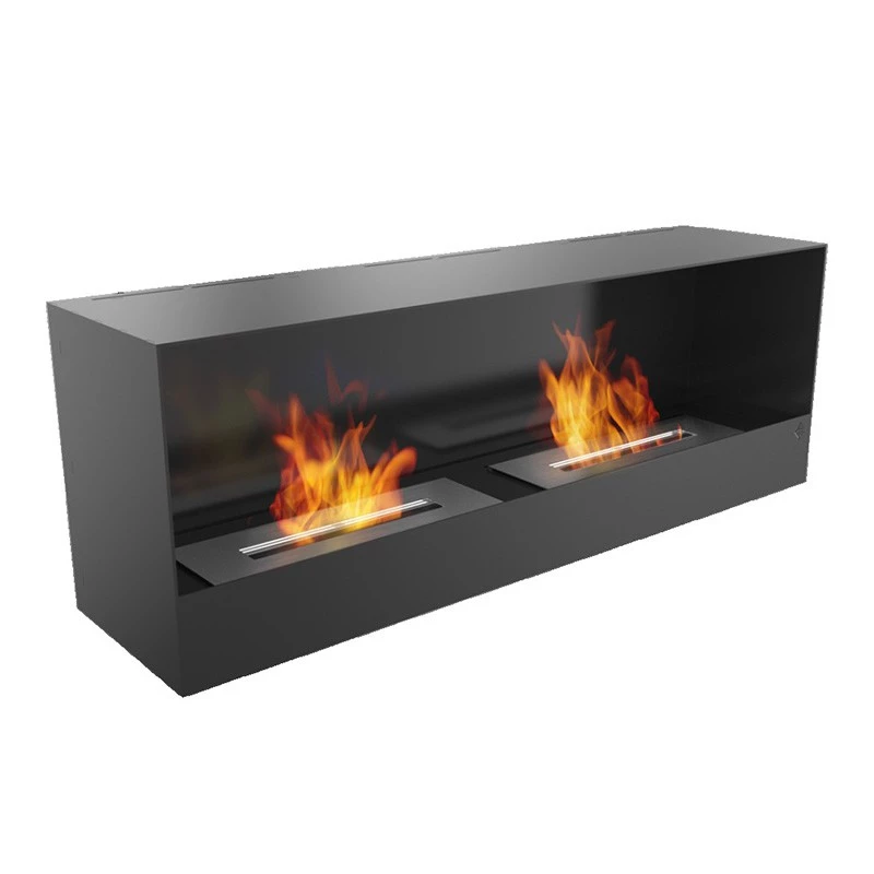 Slanke bio-ethanol haard met twee branders | Bioethanolhaard-shop.nl | 1-zijdige inbouw bio-ethanol haard