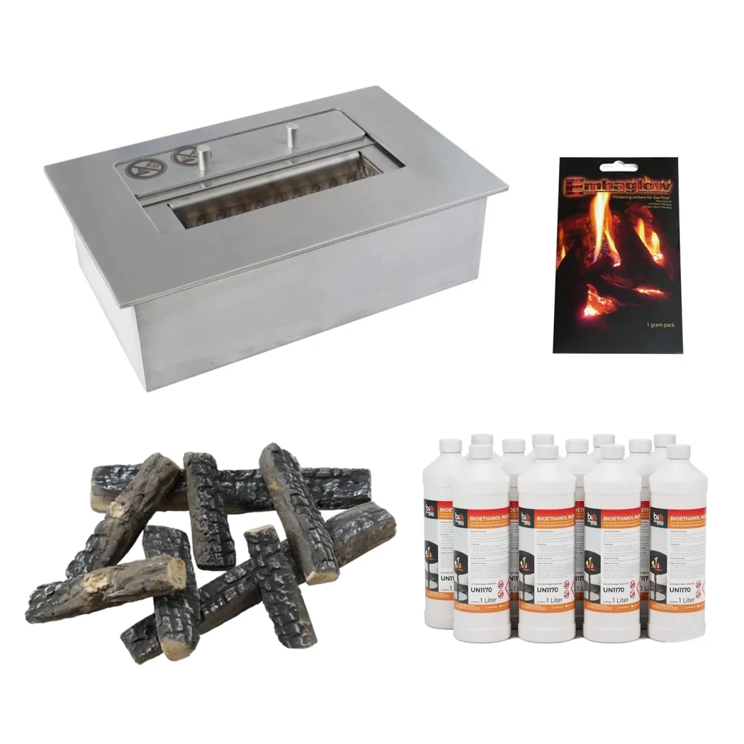 Doe-het-zelf bio-haardpakket | ScandiFlames | Inzet voor bestaande open haard | Hout afbeelding 1