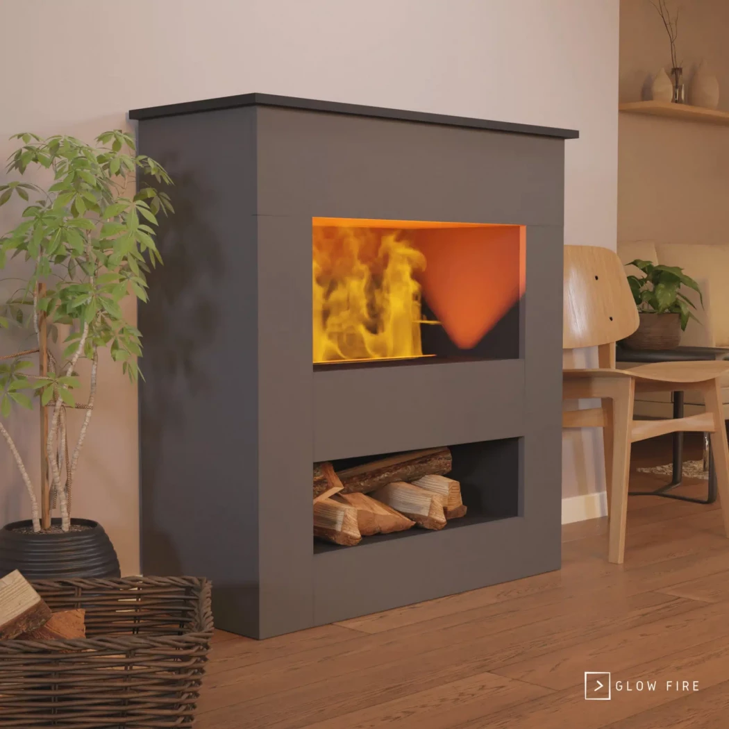 Brecht Waterdamp haard - Grå Glow Fire | Bioethanolhaard-shop.nl | Vrijstaande waterdamphaard