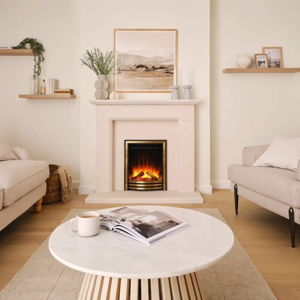 Sway Classic - Messing British Fires  | Bioethanolhaard-shop.nl | 1-zijdige inbouw elektrische haard