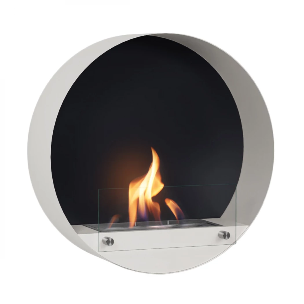 Delaware Wit - Ronde wandhaard op Bio-ethanol | ScandiFlames | Hangende bio-ethanol haard | Wit afbeelding 1