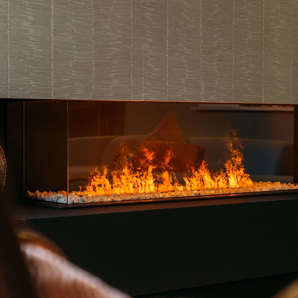 e-Matrix Linear 1300-400 II - Faber waterdamp haard - breed en slank hoekwaterdamp-haard inzetstuk