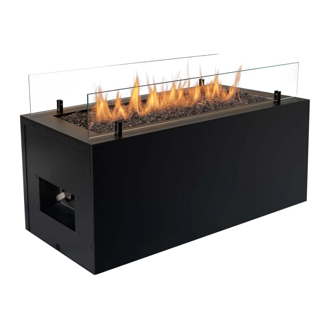 Rio gashaard buiten | Planika Fires | Zwart | Buitenhaard | langwerpige vlam