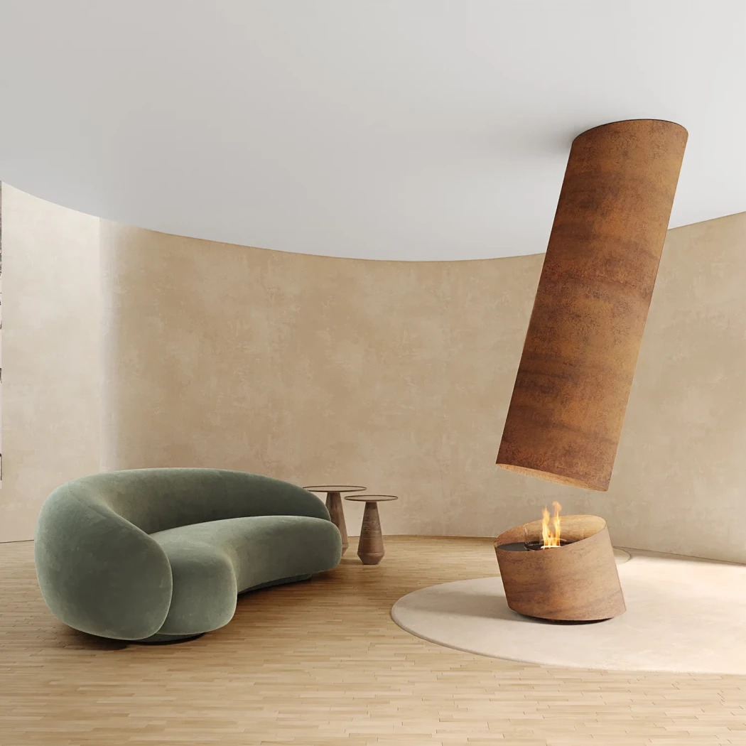 Contour 13 - Corten Roest GlammFire | Bioethanolhaard-shop.nl | Plafond bio-ethanol haard
