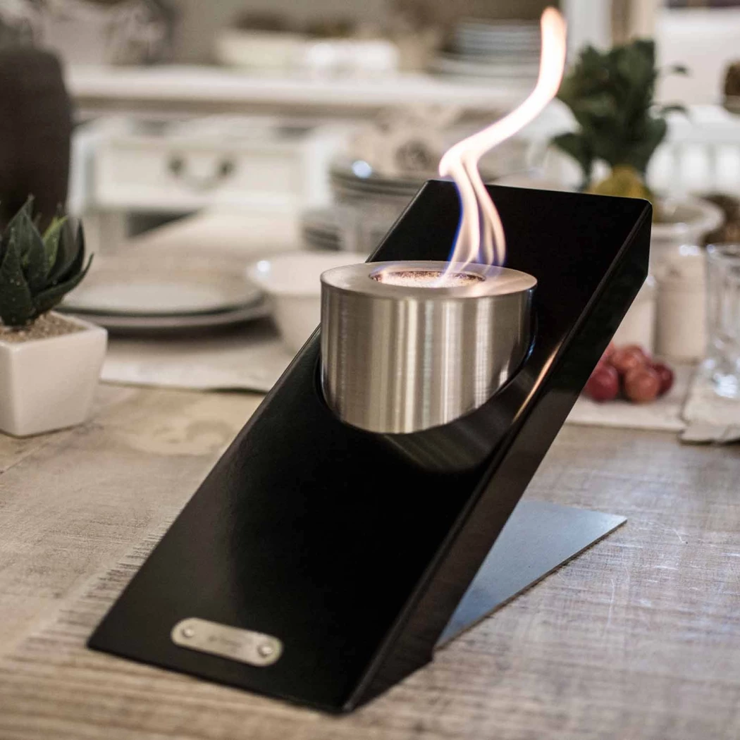 Oblique Single Tafelhaard - Zwart GlammFire  | Bioethanolhaard-shop.nl | Bio-ethanol tafelhaard