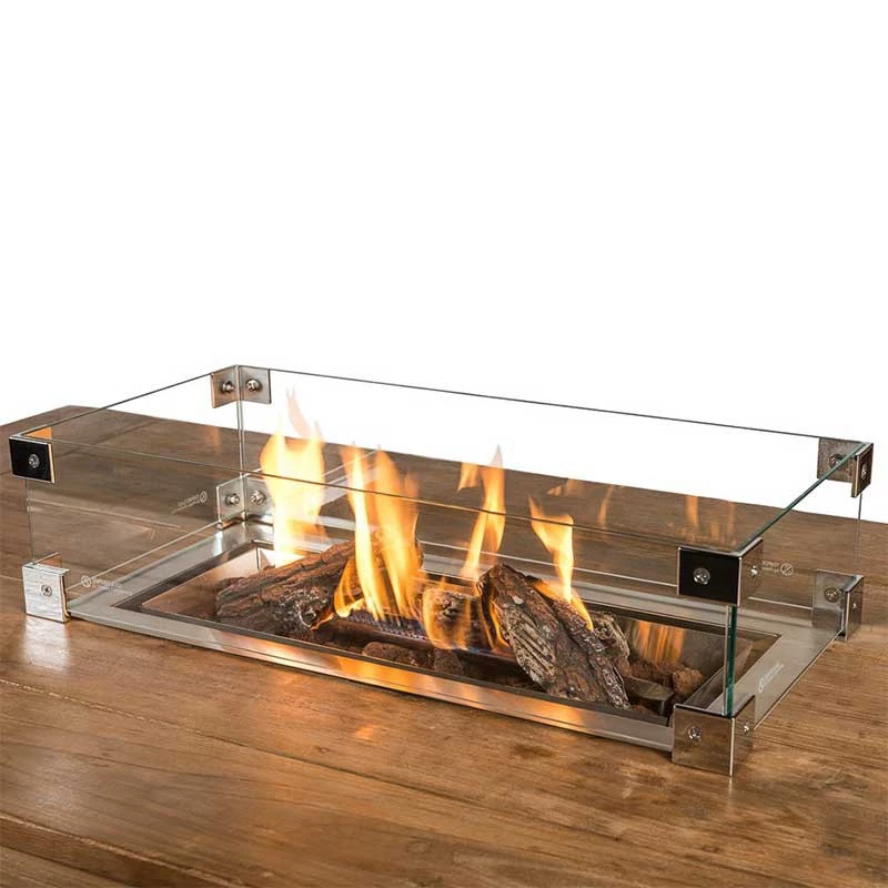 Veiligheidsglas voor inbouwbrander rechthoekig - klein Happy Cocooning | Bioethanolhaard-shop.nl | Accessoires voor buitenhaarden op gas