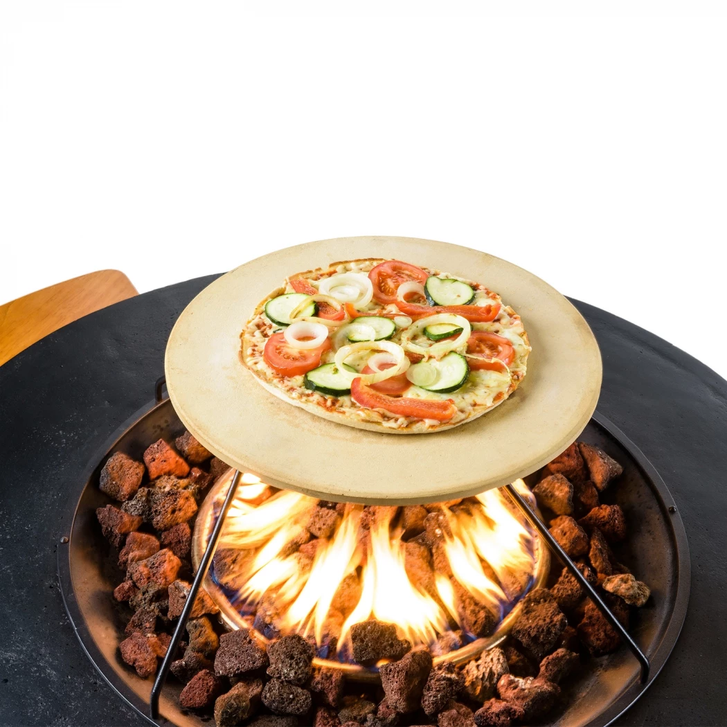 Vrijstaande pizzasteen - rond Happy Cocooning  | Bioethanolhaard-shop.nl | Pizzasteen