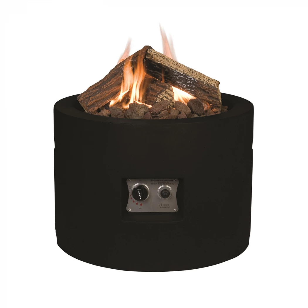 Cocoon vuurtafel rond - zwart Happy Cocooning  | Bioethanolhaard-shop.nl | Vuurtafel met gasbrander