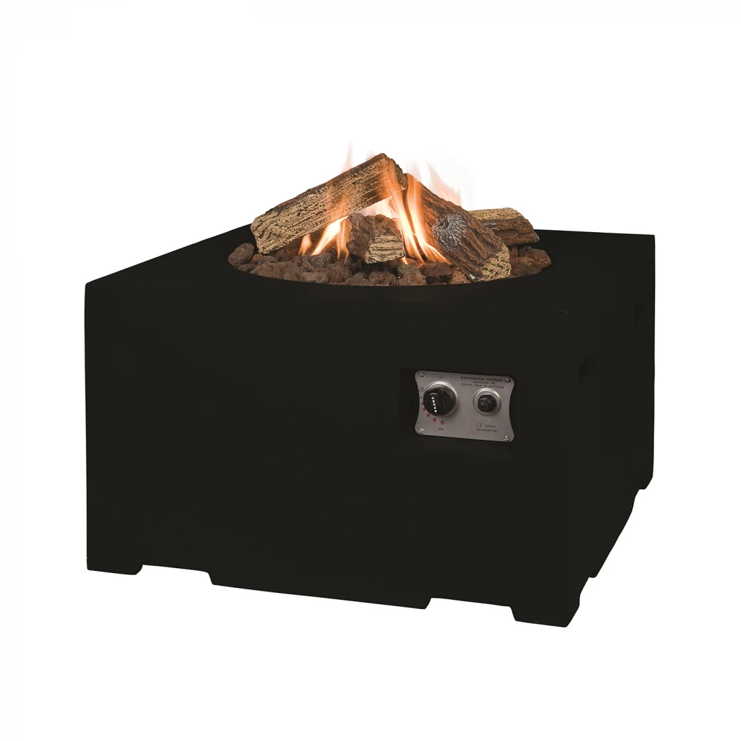 Cocoon vuurtafel vierkant - zwart Happy Cocooning  | Bioethanolhaard-shop.nl | Vuurtafel met gasbrander