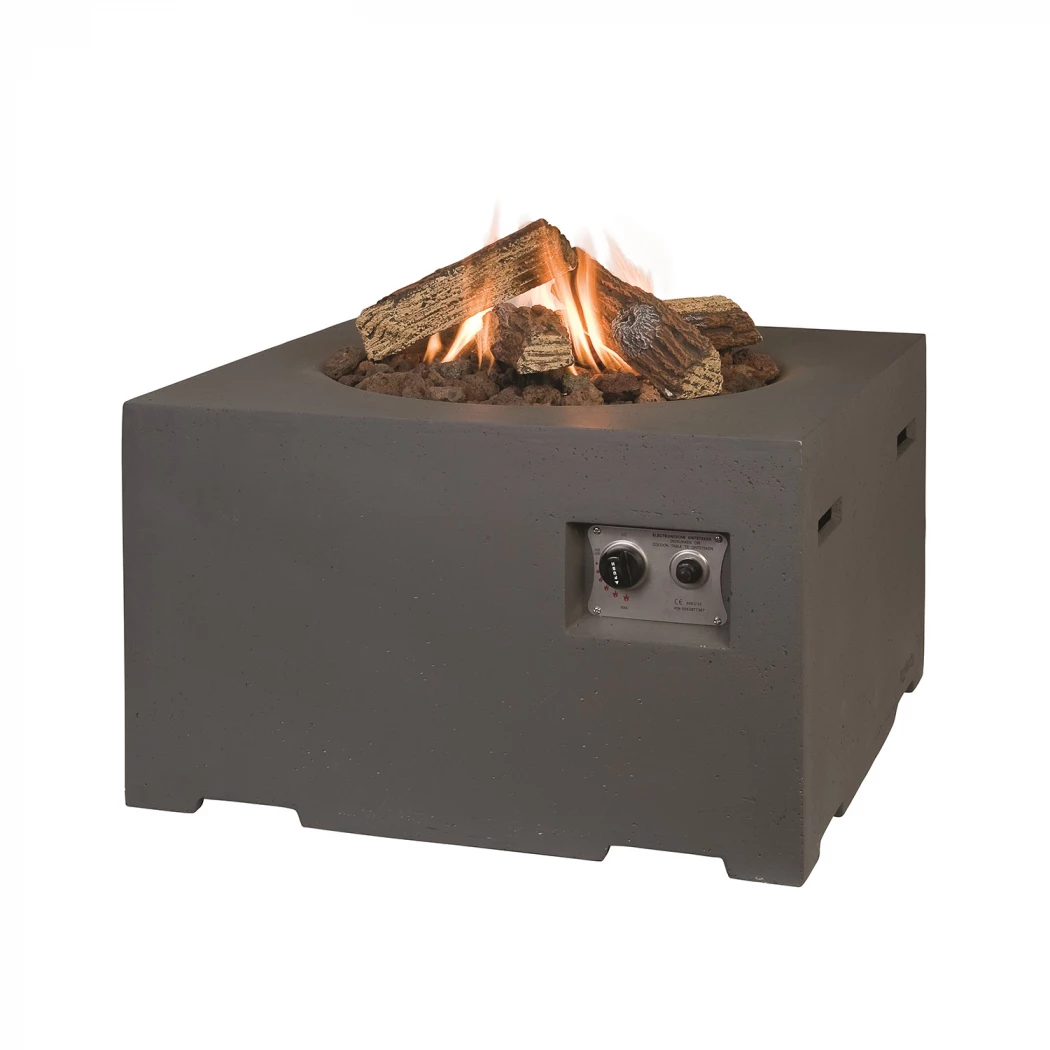 Cocoon vuurtafel vierkant - antraciet Happy Cocooning  | Bioethanolhaard-shop.nl | Vuurtafel met gasbrander