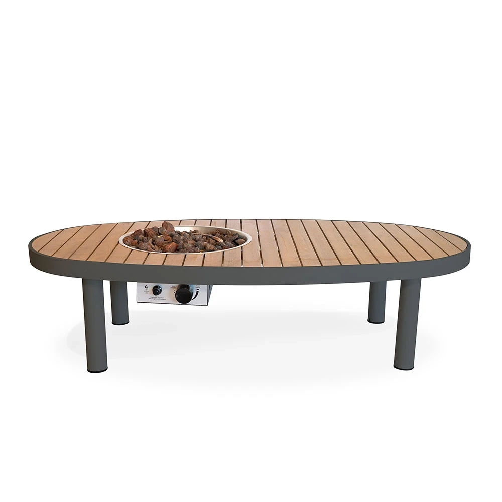 Happy Cocooning Riviera 140 Rokerig Antraciet Gashaard Tafel door  � 140cm Ovale Buitentafel met Acaciahouten Blad