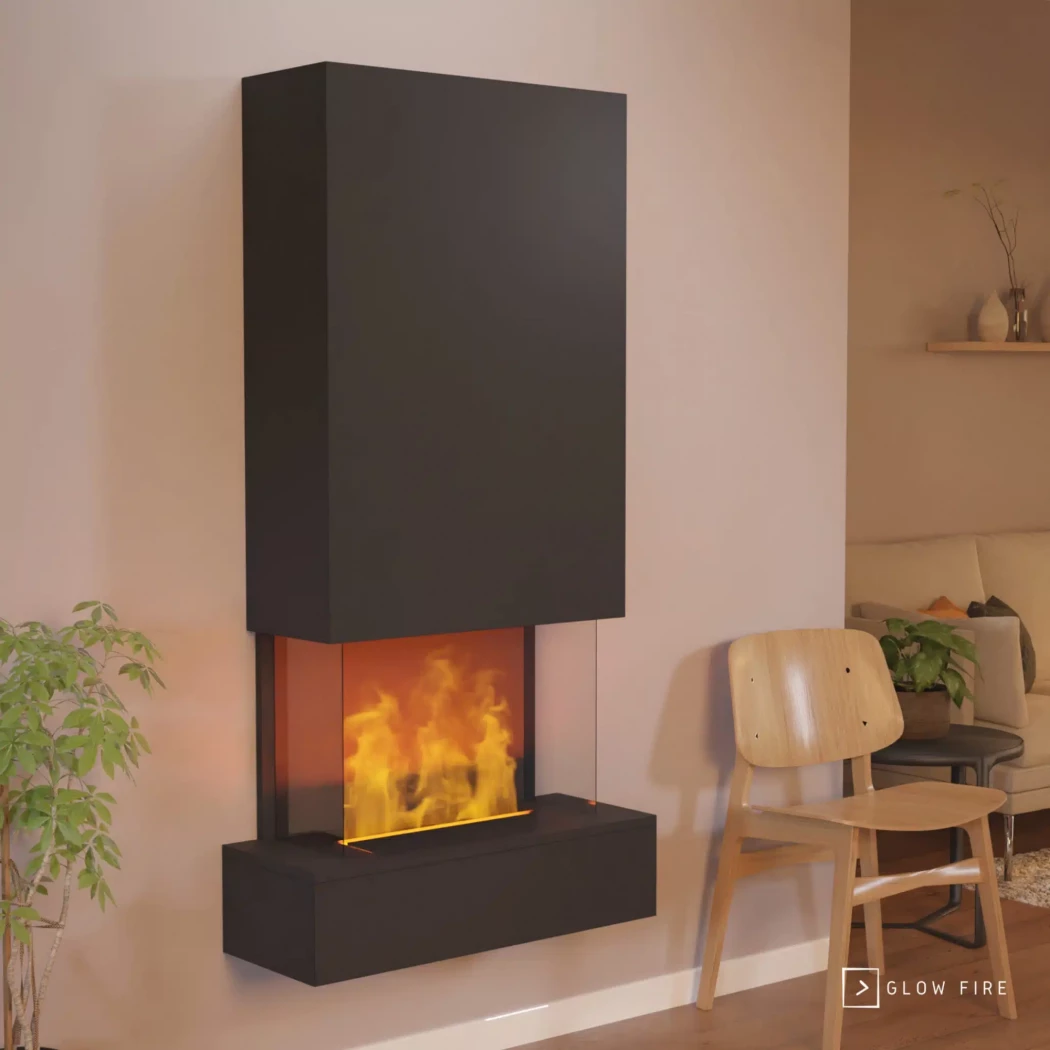 Hölderlin Høj - Sort Glow Fire | Bioethanolhaard-shop.nl | Opti-myst wandhaard