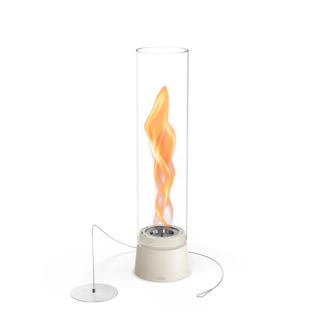 SPIN air 900 Tafelhaard crème - Bio-ethanol haard - Crème witte kleur - Elegante en draaiende vlam, Perfect voor binnen- en buitengebruik afbeelding