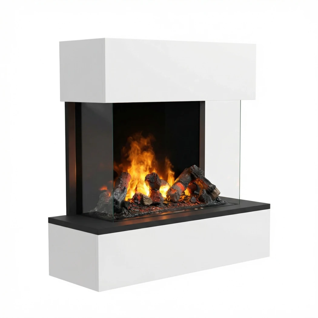 Hölderlin Wit - Wandgemonteerde Waterdamp Haard van Glow Fire - Realistische Vlam, Geen Warmte, Energiebesparende LEDs afbeelding 1