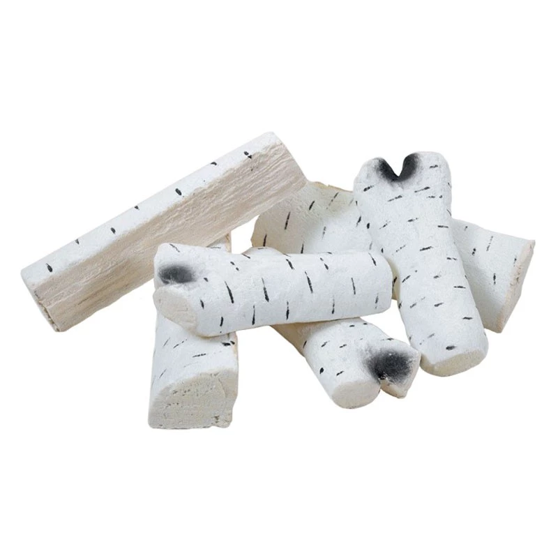 Keramisch berkenhout - zes stuks ScandiFlames  | Bioethanolhaard-shop.nl | Decoratie voor een bio-ethanol haard