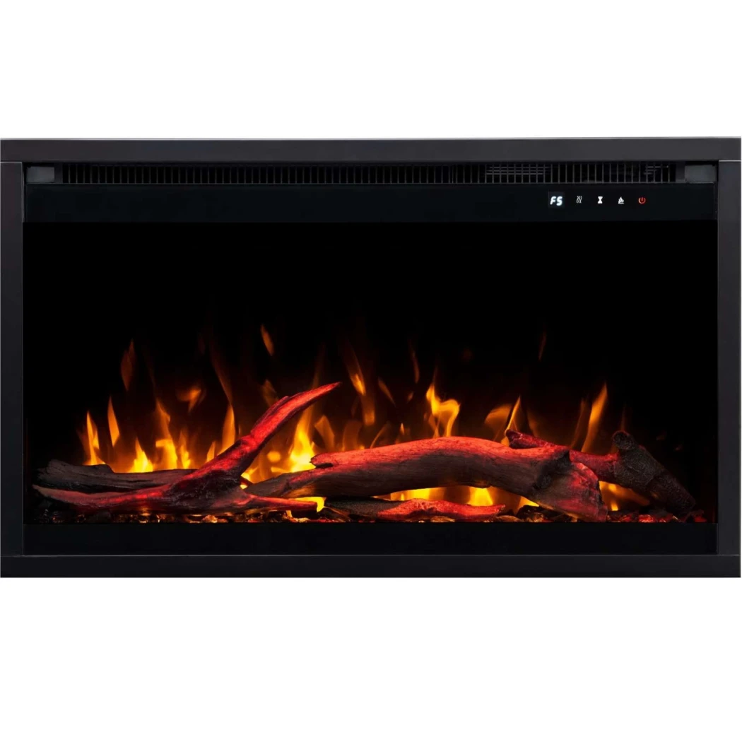 Aflamo 3D Elektrische Haard Inzetstuk 60 cm (24") - Ingebouwd, Gloeiende Asbed, LED Vlam, App Besturing, 1500 W afbeelding 1
