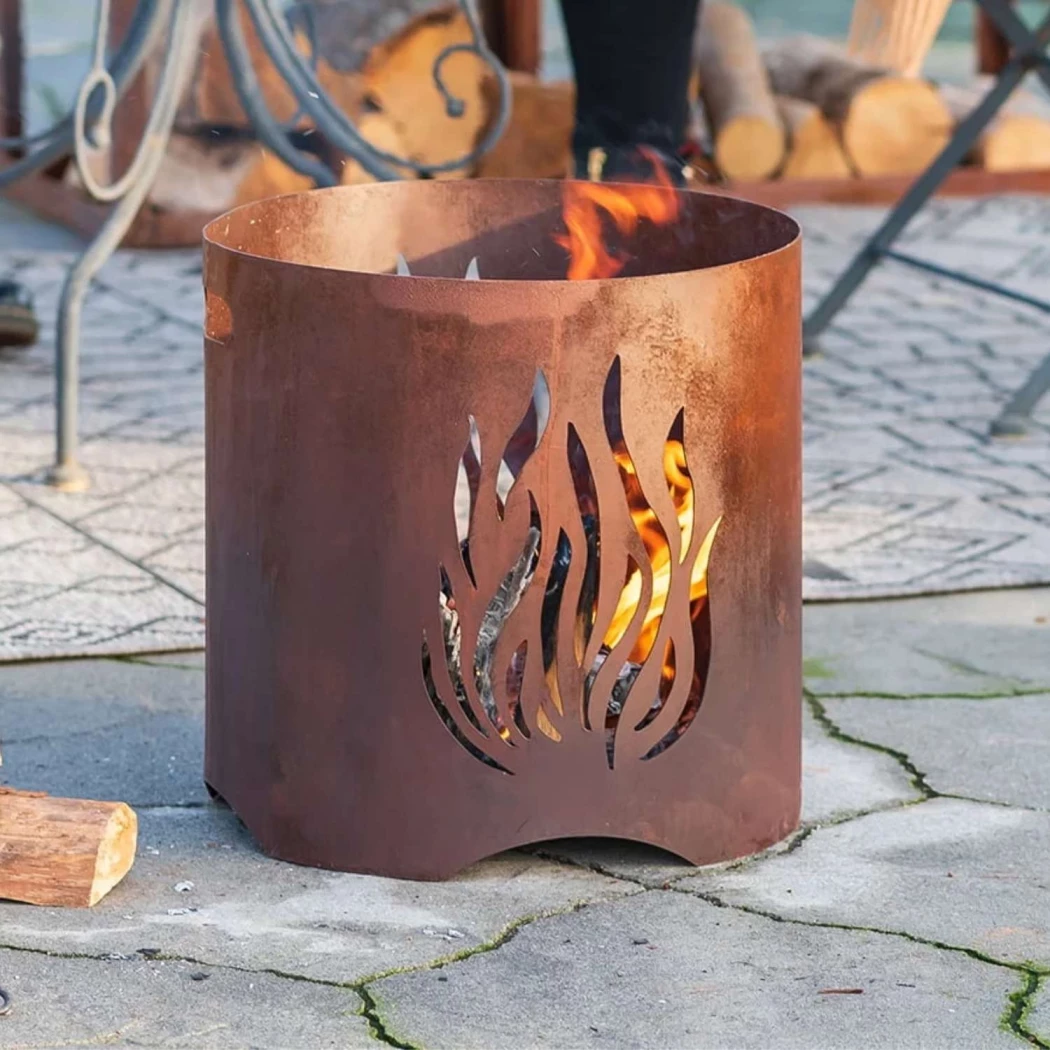 Kiruna håndlavet bålkurv i rust Red Fire  | Bioethanolhaard-shop.nl | Vuurkorf voor buiten