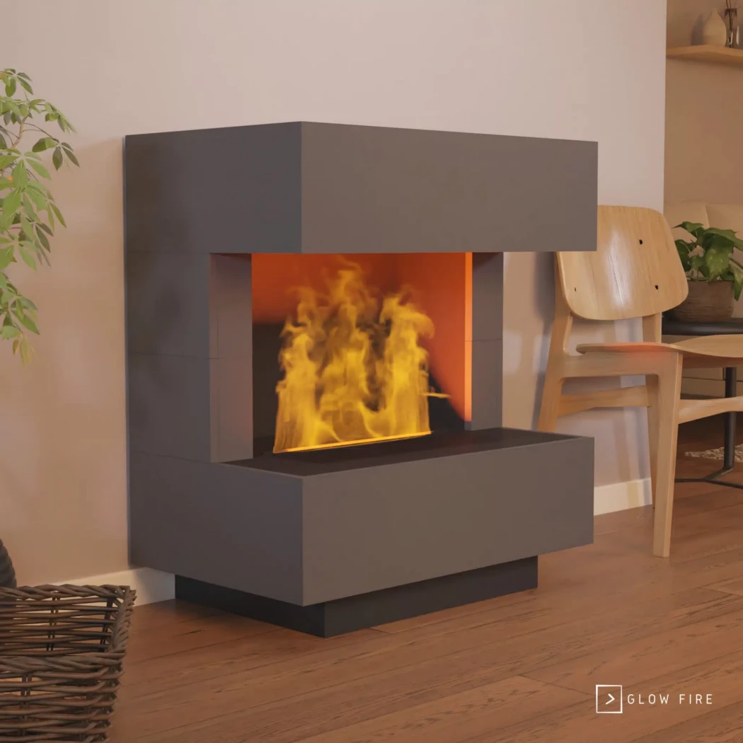 Kleist Waterdamp haard - Grå Glow Fire | Bioethanolhaard-shop.nl | Vrijstaande waterdamphaard