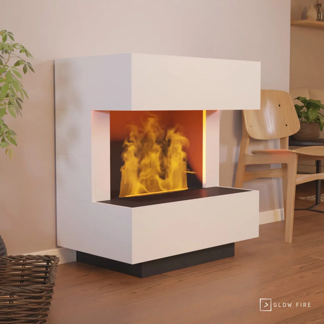 Kleist Waterdamp haard - Hvid Glow Fire | Bioethanolhaard-shop.nl | Vrijstaande waterdamphaard